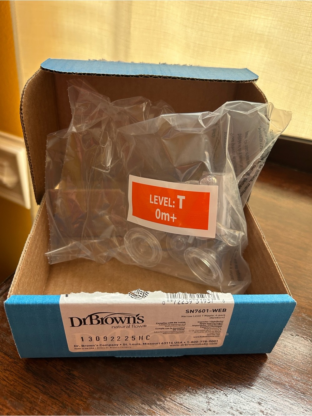 Dr. Brown's Natural Flow Narrow Level T Newborn Nipples - Clear Pack of 6 NEW